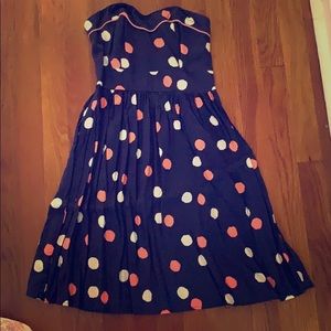 Strapless polka dotted summer dress